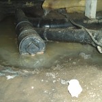 Leaking sewer line in crawl space in Innisfil Ontario